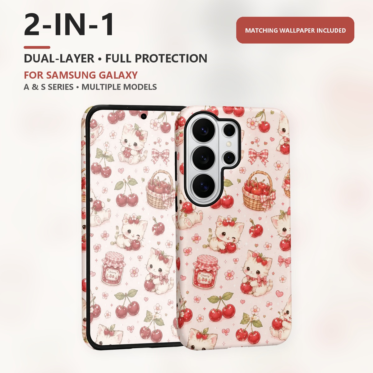 Cute Kitten Cherry Pattern 2-i - đánh giá và giá Samsung Galaxy S24